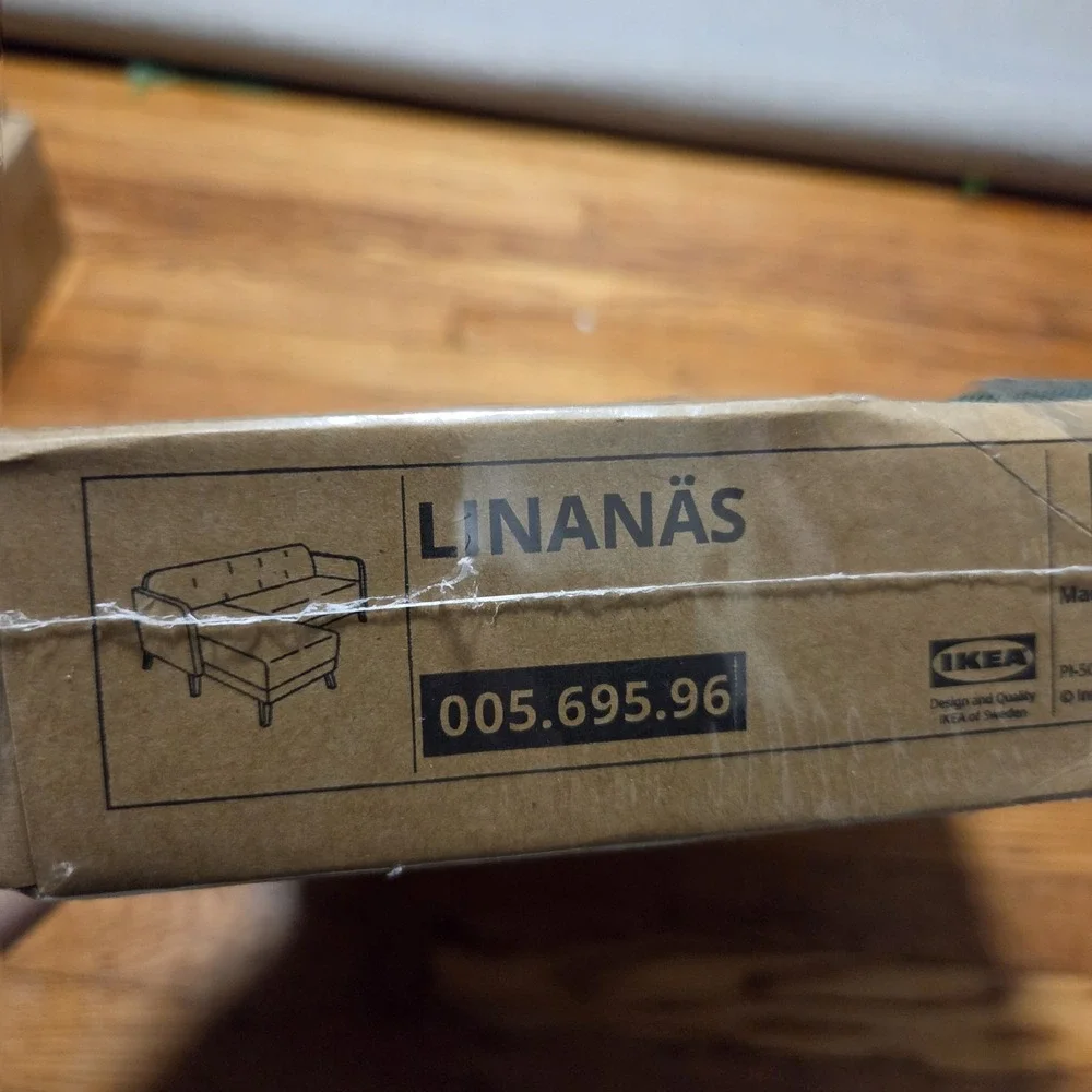 IKEA LINANAS Cover 3-Seat Sofa Chaise Vissle Dark Green 005.695.96 NEW OPEN BOX